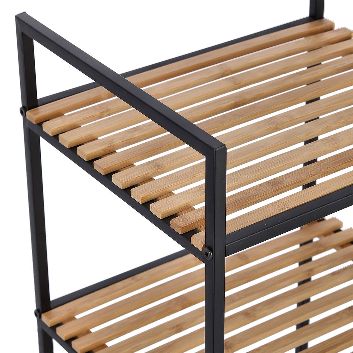 svart Fristående hylla med 4 hyllplan i metall och bambu, svart för wholesale på Faire2