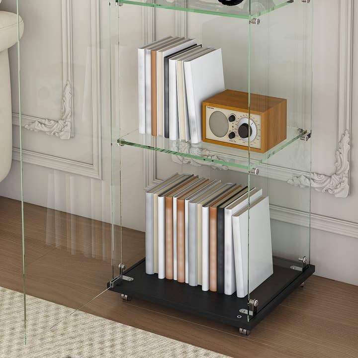 39F Inc. - Wholesale Bookcase - Premium 5-Tier Glass Display Case with 5 Dynamic LED Modes, Single Door Tempered Glass Bookshelf for Collectibles & Decor, Floor Standing Display Cabinet for Home & Office, Easy Assembly9