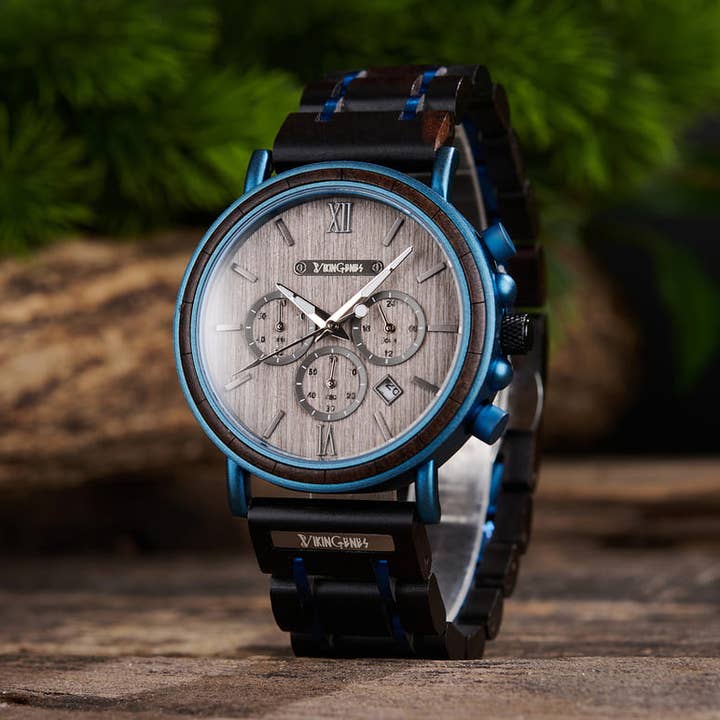 Modern Wooden Chronograph Watch for Men for wholesale by Vikingenes