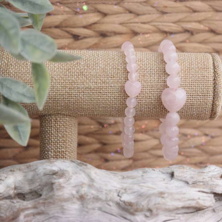 Bracelete de Pedras Gemas Curativas de Quartzo Rosa Pack de 1, 3, 6 por atacado de Love and Grace