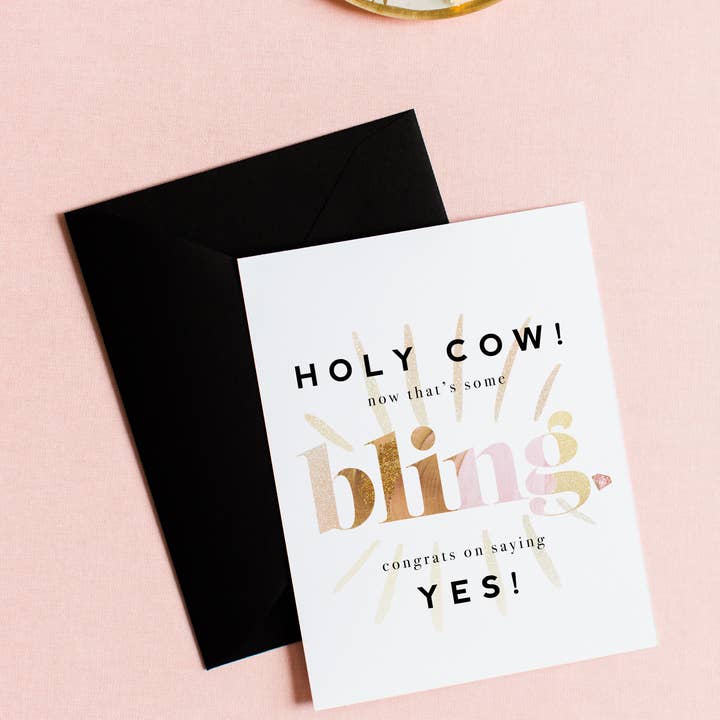 Holy Cow That's Some Bling, Funny Wedding Engagement Celebration Card Holy Cow That's Some Bling, Funny Wedding Engagement Celebration Card