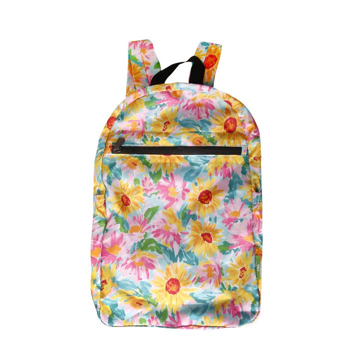 B114BU - Mochila Plegable Ligera Eco Chic Girasol Azul (Paquete de 2) para venta al por mayor de Eco Chic