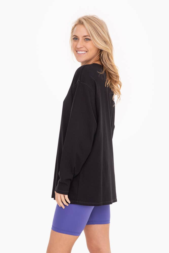Mono B - Wholesale Tunic - Women's - Organic Cotton Long Sleeve Boyfriend Tee1