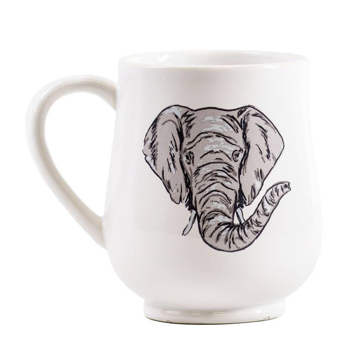 The Royal Standard - Wholesale Coffee Mug - Elephant Love Coffee Mug White/Gray 18oz.