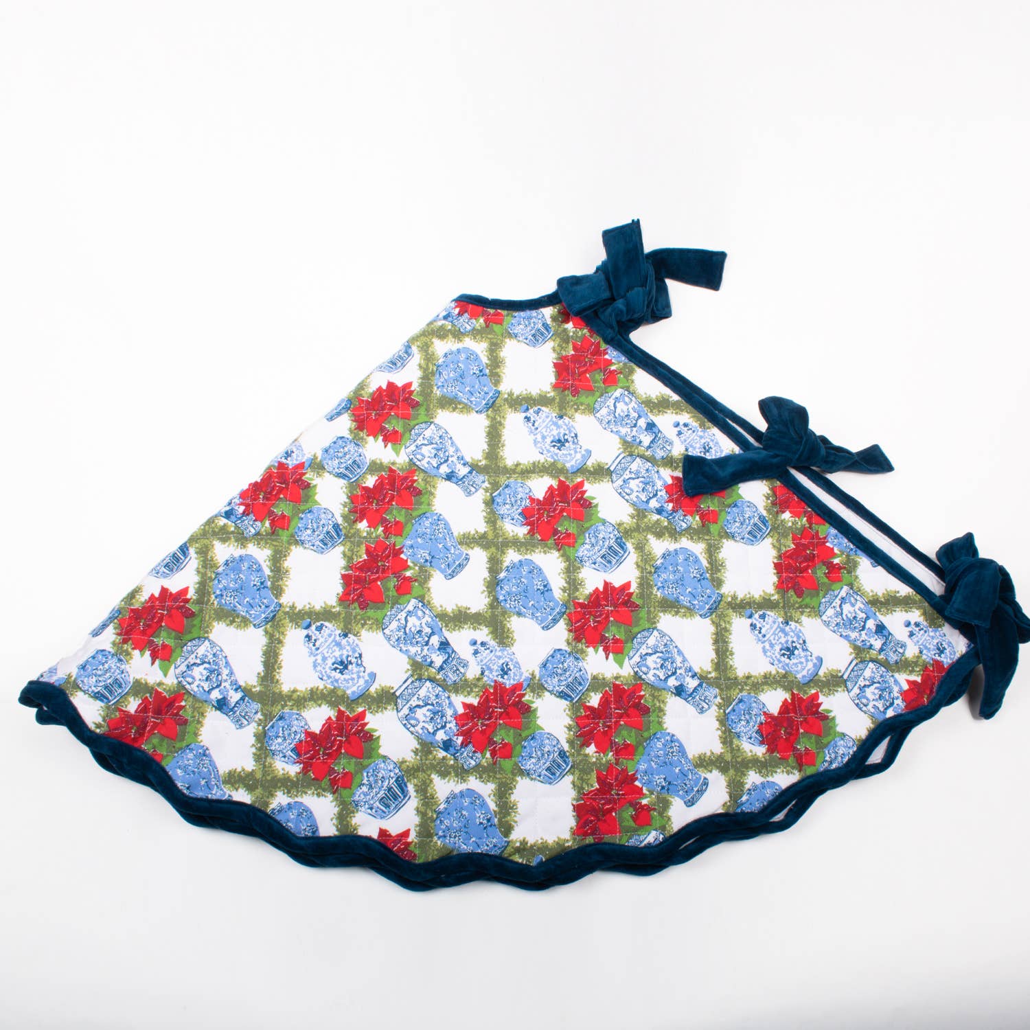 8 Oak Lane - Wholesale Tree Skirt - Poinsettias Quilted Tree Skirt1