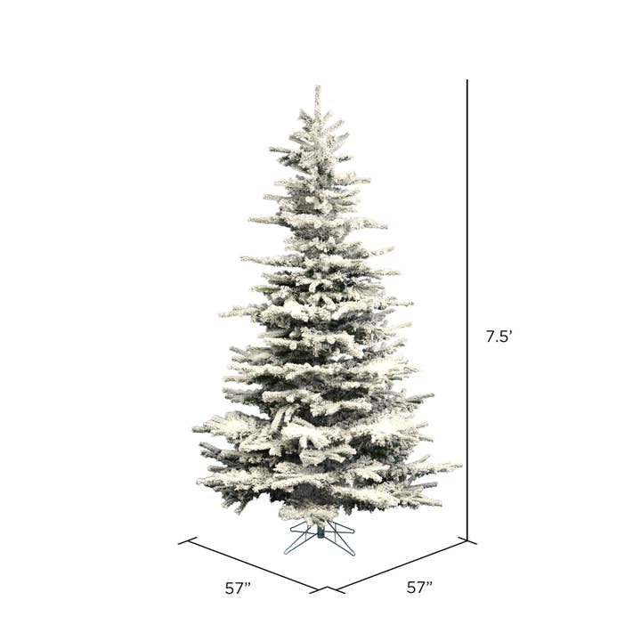 Blanc floqué sur vert Sapin Sierra floqué Vickerman 1324T, 7,5 pi x 57 po en vente sur Faire2
