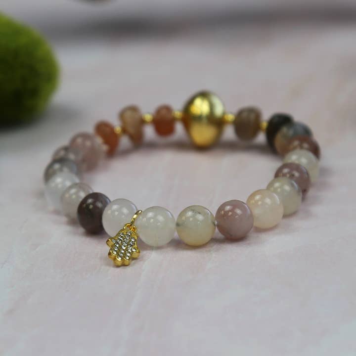 IST Jewelry - Wholesale Charm/Dangle Bracelet - Sunstone Hamsa Charm Bracelet0