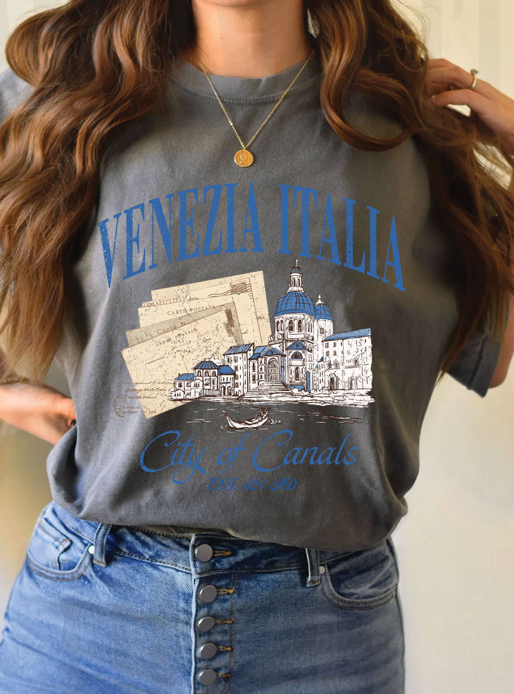 Rustee Clothing - Vendita all'ingrosso Maglietta serigrafata - Donna - MAGLIETTE GRAFICHE VENEZIA ITALIA CITTÀ DEI CANALI 3