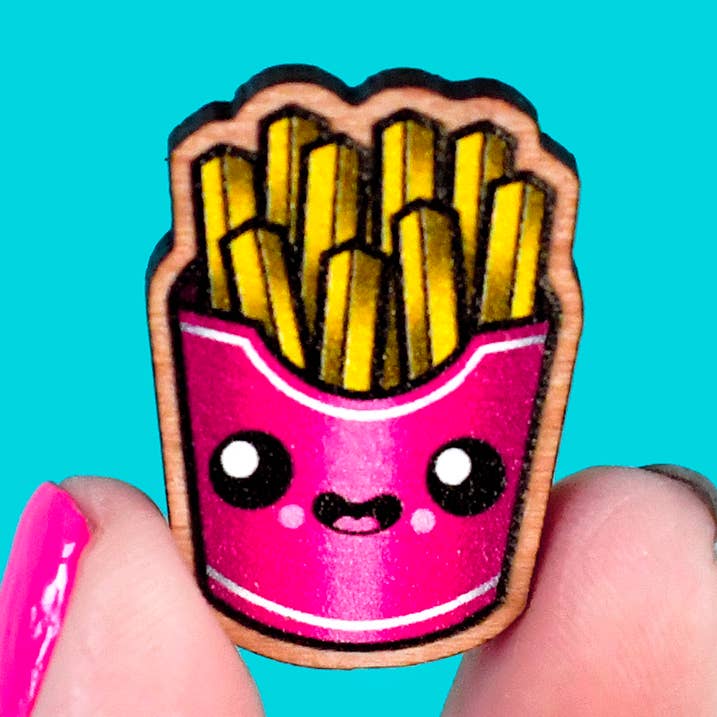 happy French fries lapel pin / kawaii cute novelty for wholesale by jesiiii