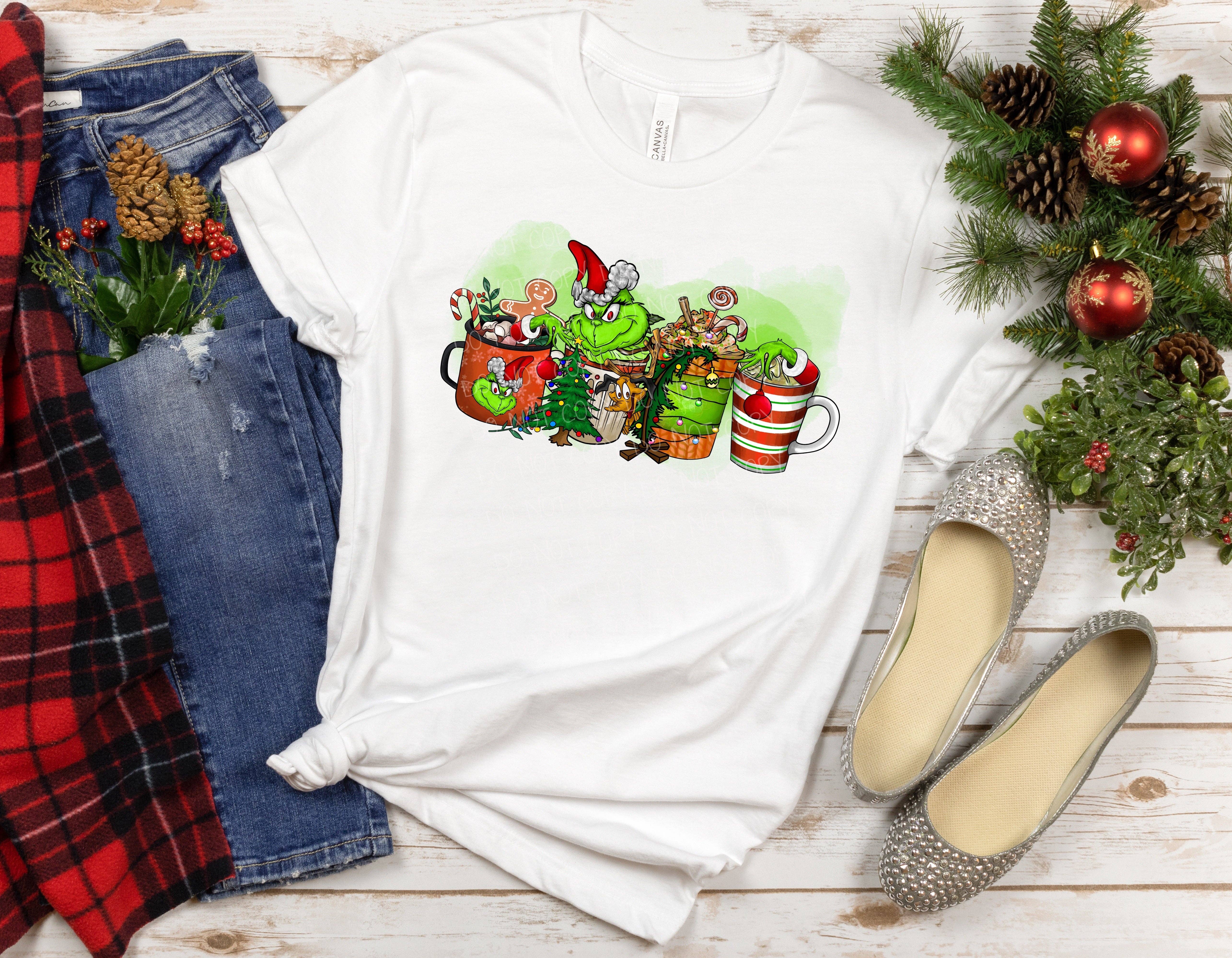 PLT Wholesale - Wholesale Sublimation Transfer - Green Christmas Coffee Transfer Sheet1