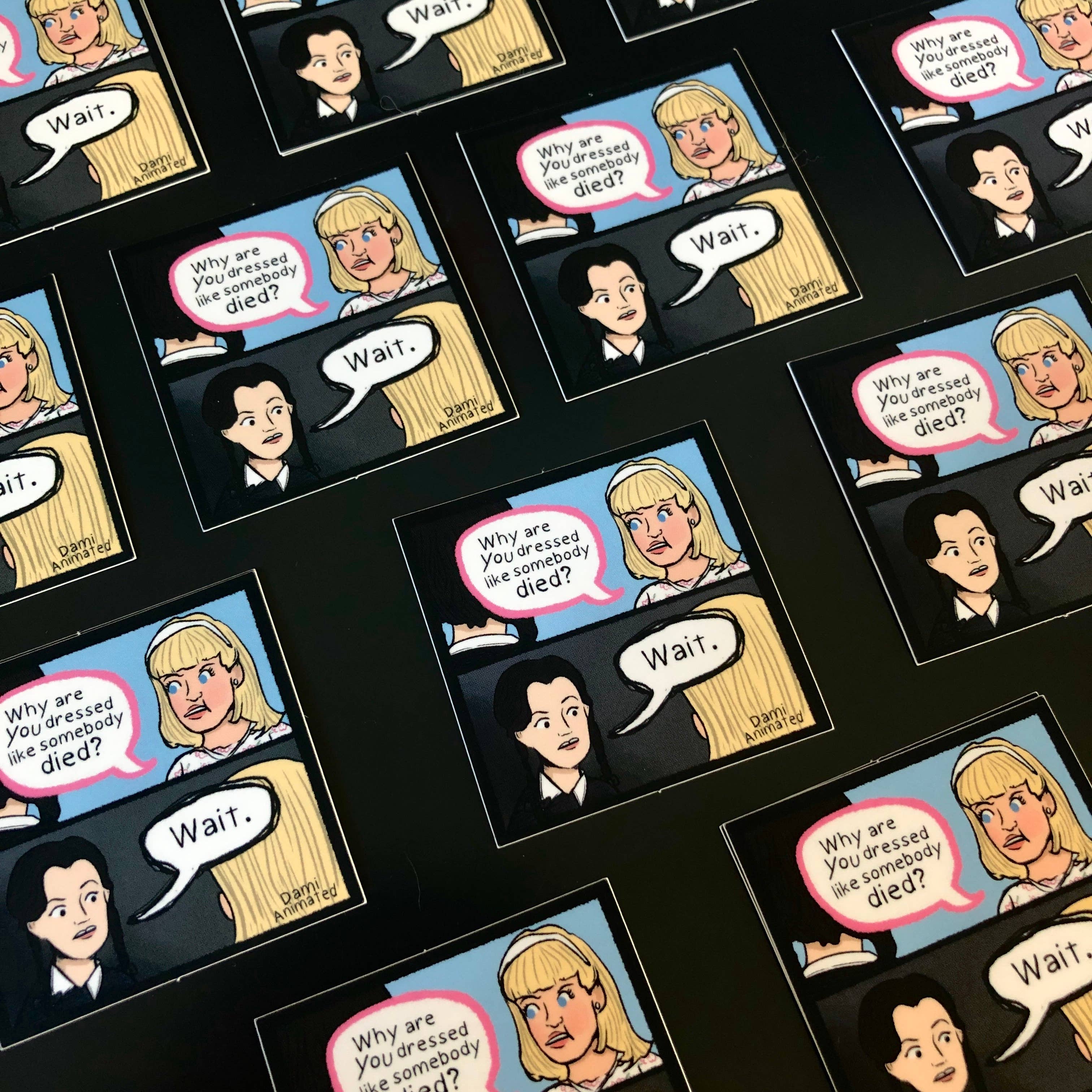 DamiAnimated - Wholesale Sticker - Wednesday Addams Family | 2" Waterproof Vinyl Comic Sticker1