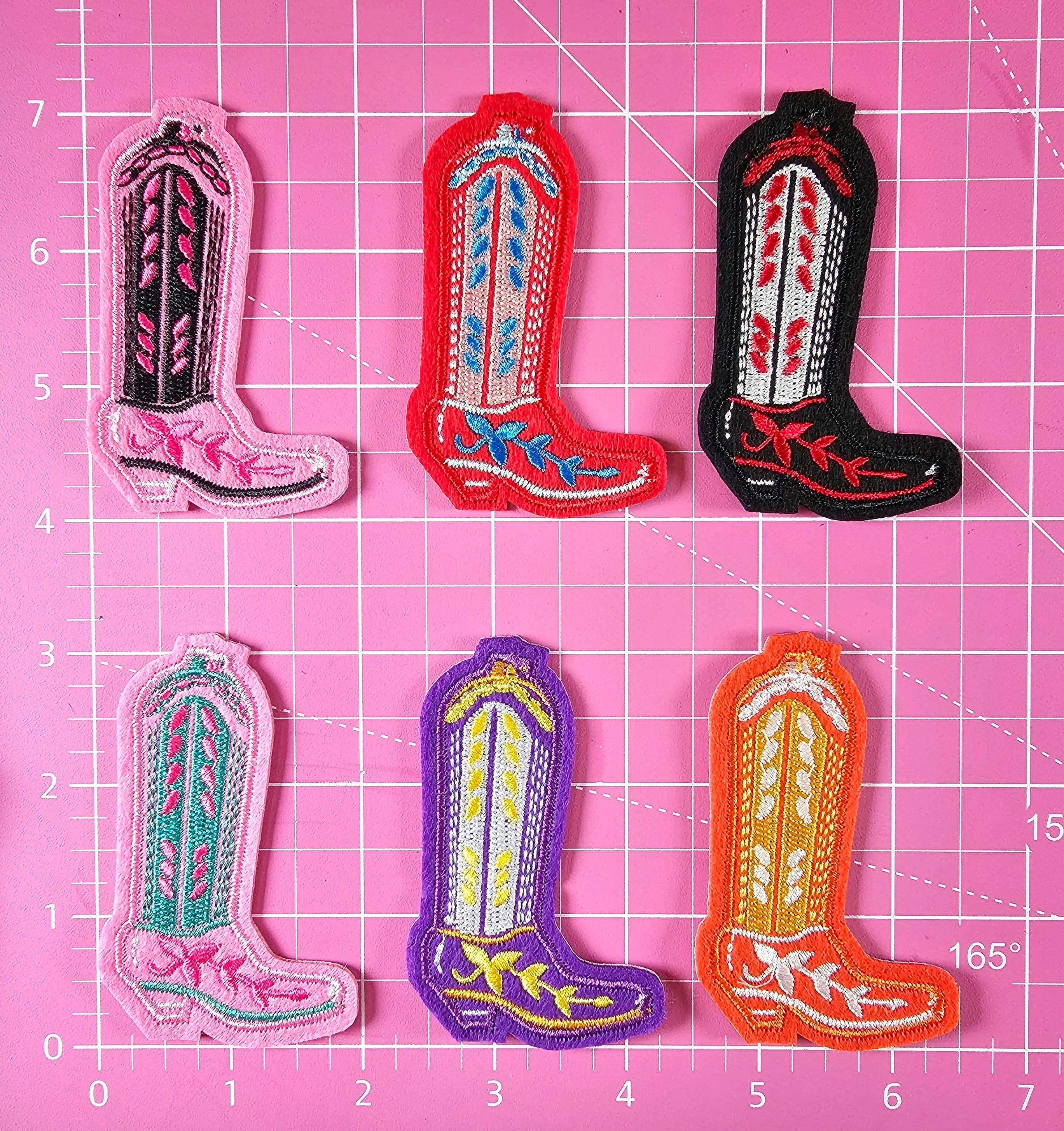 Scratch Decor - Wholesale Patch - Red Blue USA Cowgirl Boot Felt Embroidery Iron On Patch2