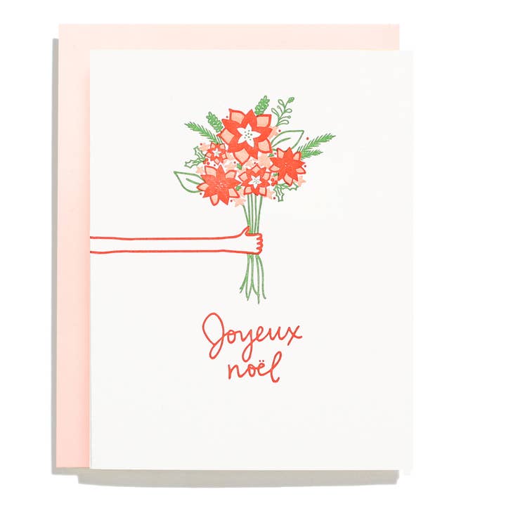 Joyeux Noel Bouquet - Letterpress Greeting Card for wholesale by Shorthand Press
