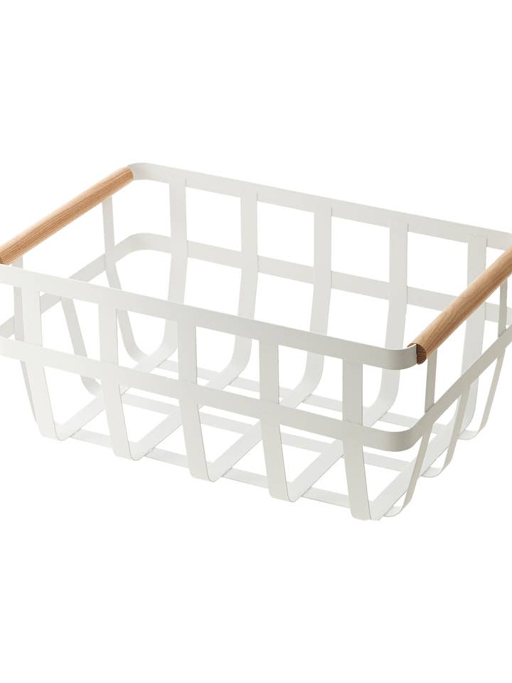 Tosca Storage Basket - Steel + Wood for wholesale by Yamazaki Home
