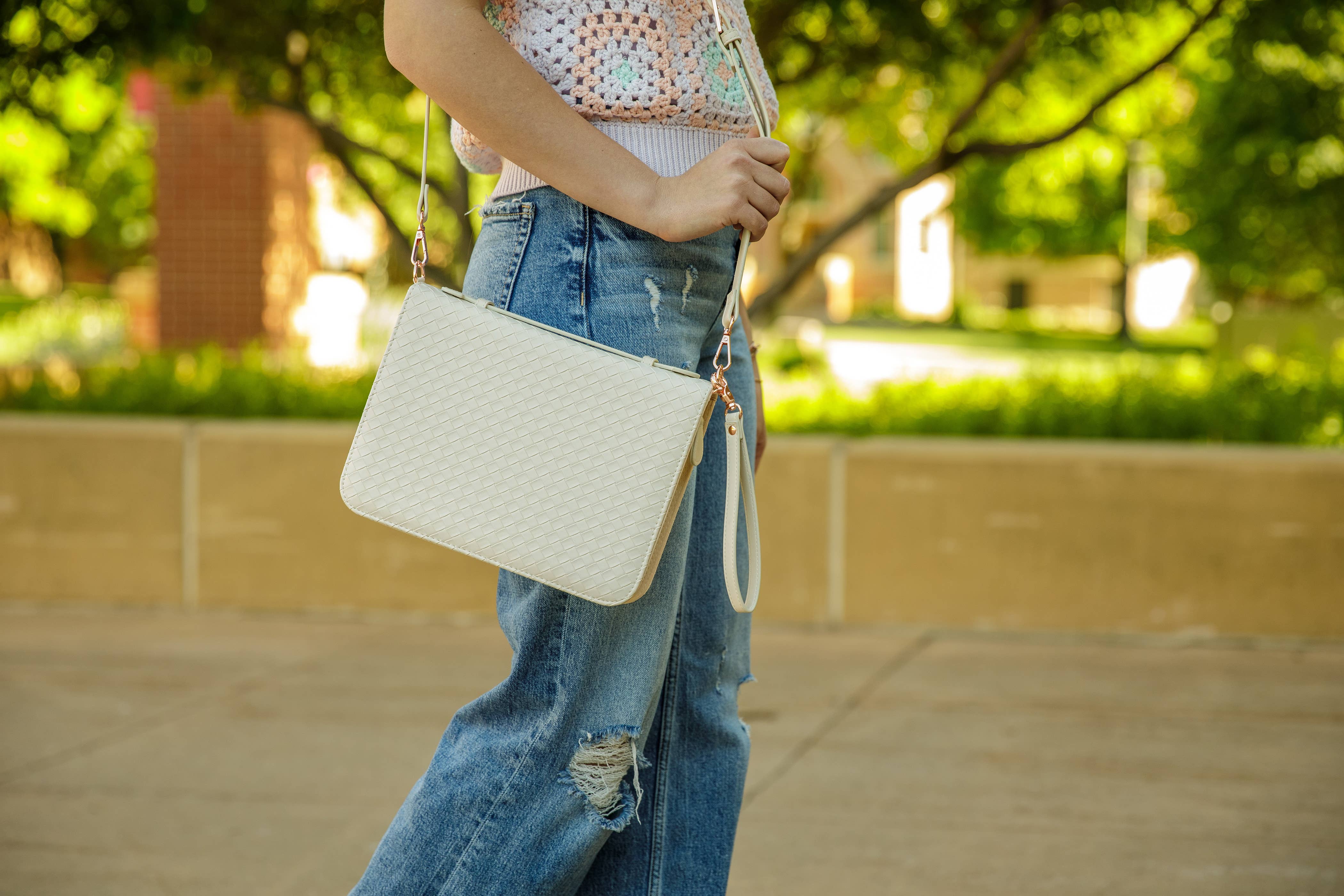 Ever, AJ - Wholesale Bible Cover - Bible Cover, Weave Bible Case, Crossbody PEARL4