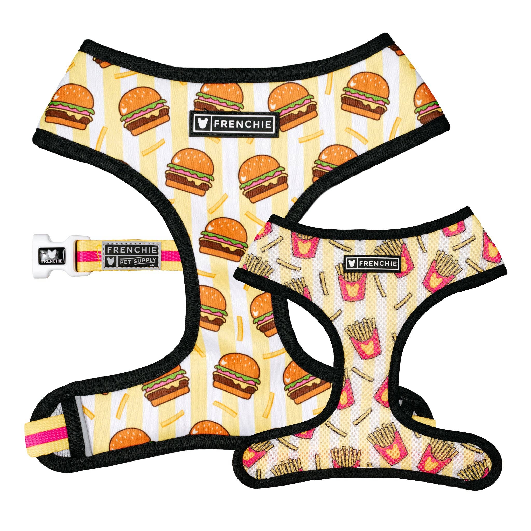 Frenchie - Wholesale Pet Harness - Dog - Frenchie Duo Reversible Harness - Burger N Fries0