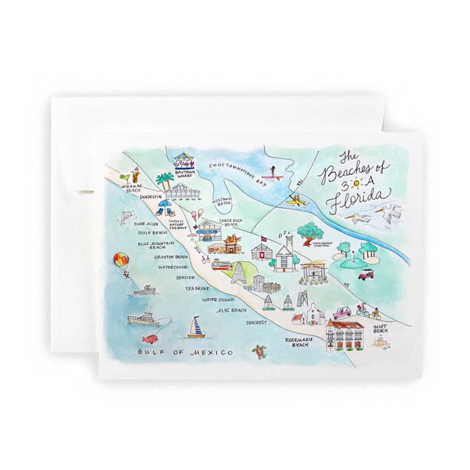 Beaches of 30A, Florida Greeting Card or Notecard Set for wholesale by Natty Michelle Paperie