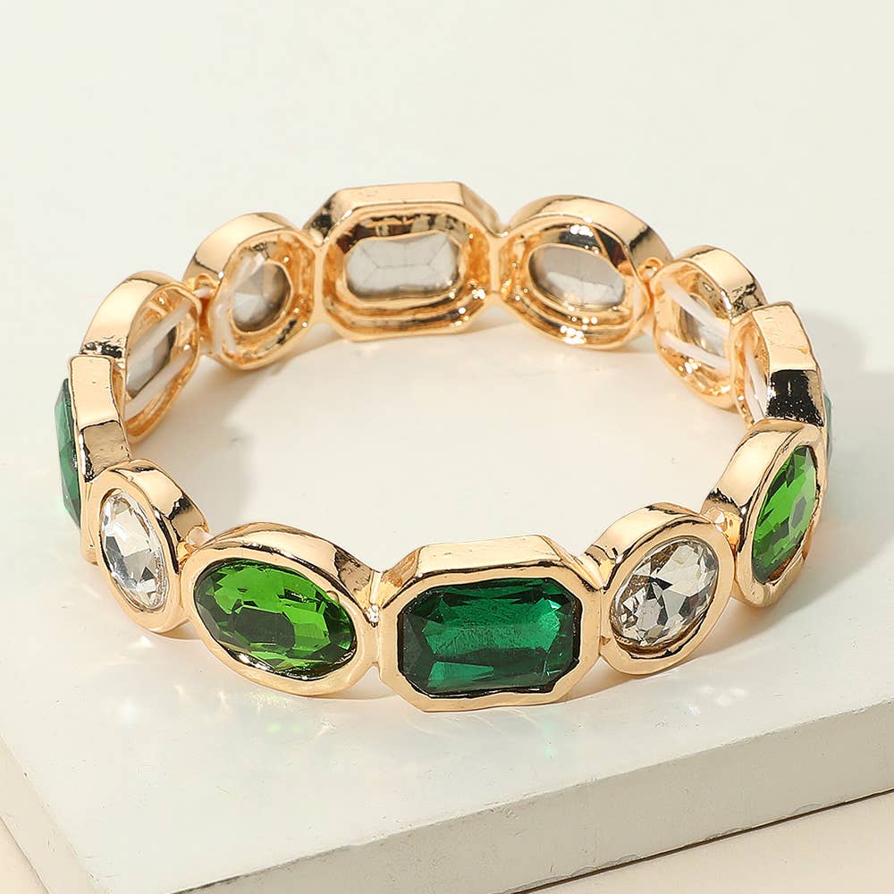 Sensibling Corp. – Pulseira por atacado – Pulseira Elástica com Pedra Oval de Corte Esmeralda Acentuada8