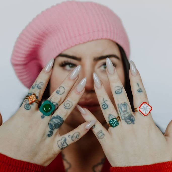 Crown & Heart - Wholesale Cocktail/Statement Ring - Quilt Square Ring2