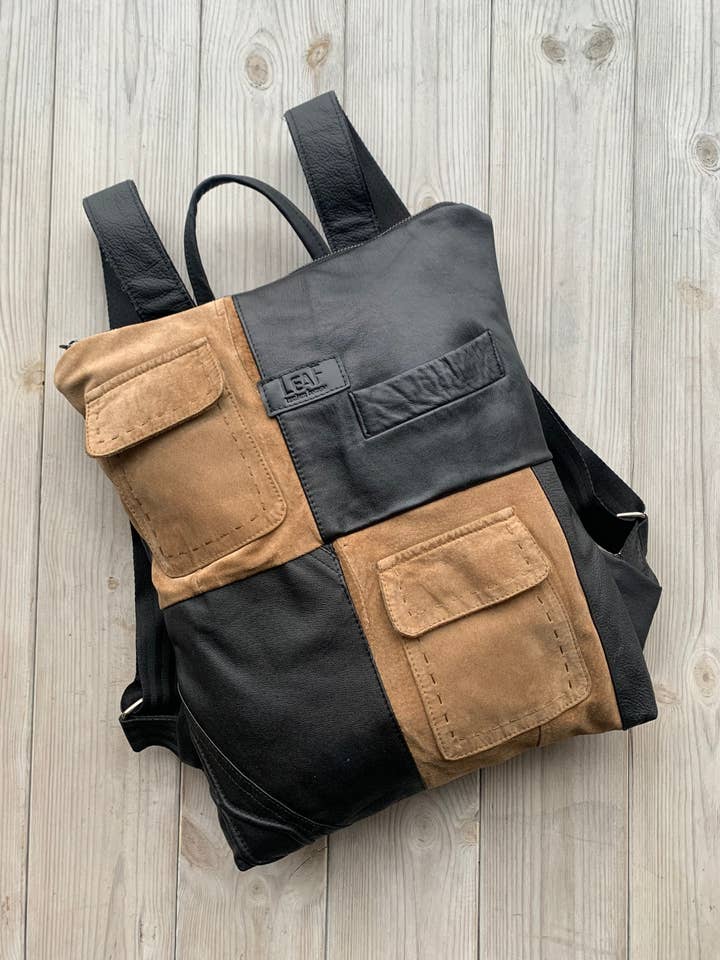 Sac à dos durable, sac à dos noir recyclé pour la vente par LeaF