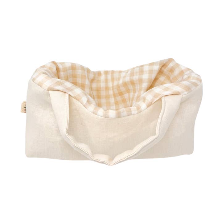 Cuddle Carrier - Cream Linen + Gingham for wholesale by Huggabeau