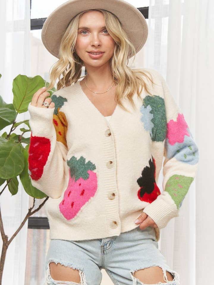 KNIT BUTTON UP CARDIGAN SWEATER - LESW3930 for wholesale by Madelyn