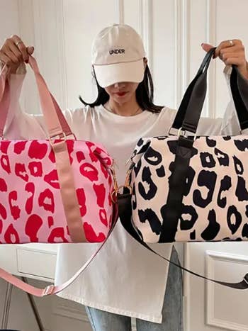 Leopard Print Oxford Waterproof Large Capacity Duffle Bag for wholesale by The Wristlet Bar