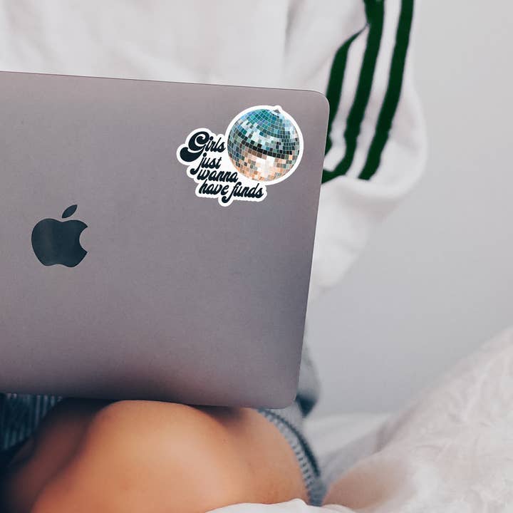Adesivo discoteca Girls Just Wanna Have Funds per la vendita all'ingrosso da parte di Clay Collection Co.