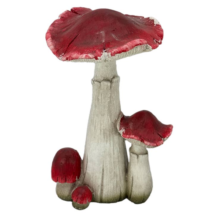 Galt International Company - Wholesale Outdoor Ornament/Decor - Red Polyresin Mushroom Outdoor Garden Statue 18.3"H