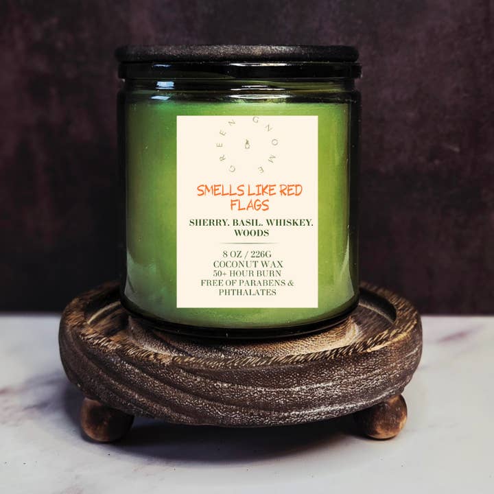 Sherry & Whiskey (Smells Like Red Flags) Scented Candle for wholesale by Green Gnome Candles