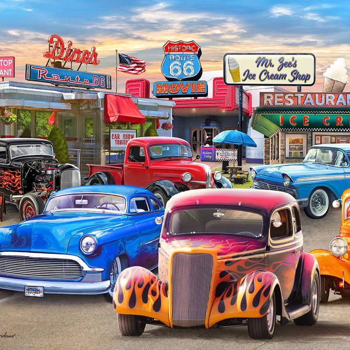 Springbok Puzzle - Vente Puzzle – adulte - Puzzle de 1000 pièces Classic Car Show