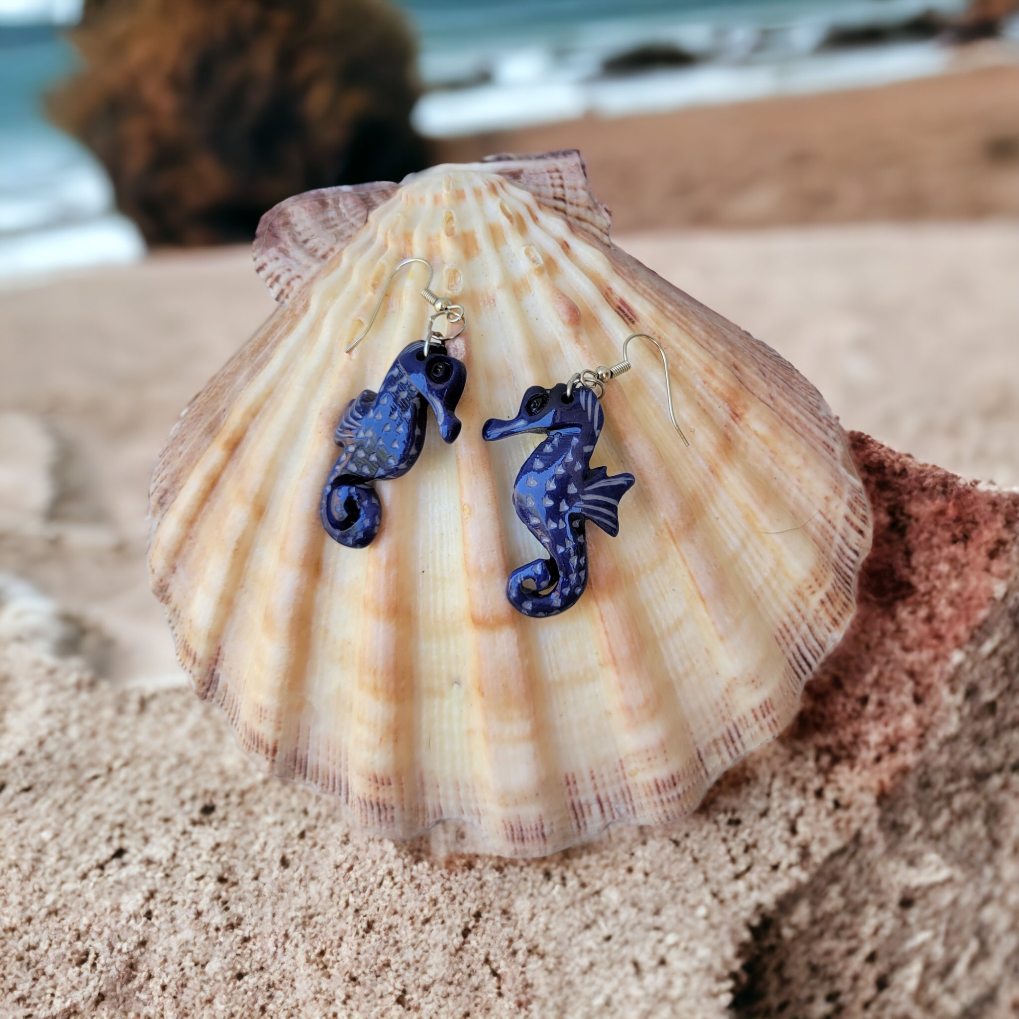 Organic jewelry by Allie - Wholesale Dangle Earrings - Sea horses tagua handcarved earrings mermaid jewelry3