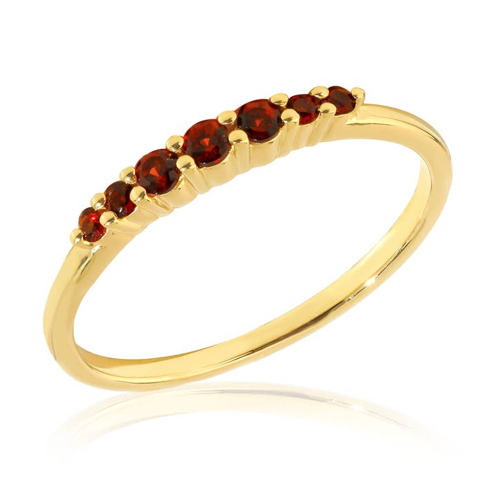 14K Gold Plated Silver Red Garnet Gemstones Solitaire Ring for wholesale by Tiramisu