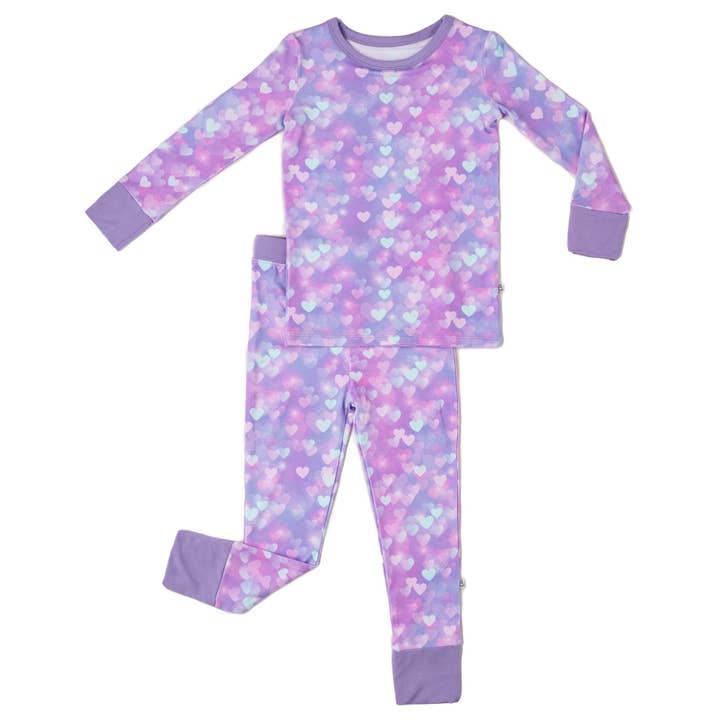 Pyjama à manches longues en bambou - Hearts pour la vente par Little Popp Crew