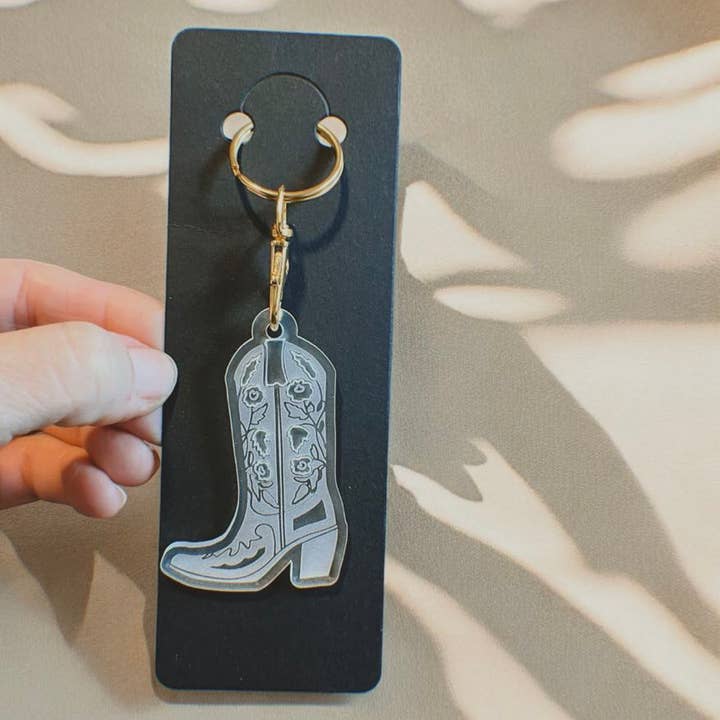 GoneWestDesigns - Wholesale Keychain - Women's - Floral Rose Cowboy Boot Western Keychain Jewelry