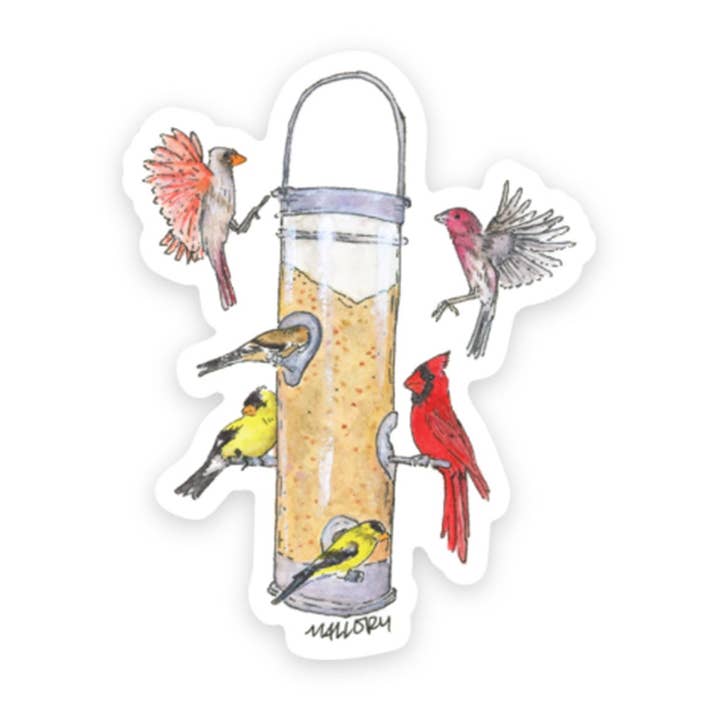 Vogelvoeder Vinyl Sticker met Kardinalen en Vinken voor wholesale door Stem and Soul