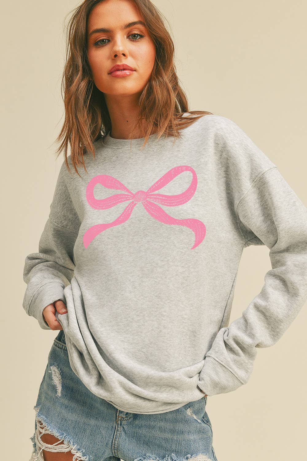 Honestee - Venta al por mayor Sudadera estampada - Mujer - Sudadera gráfica de manga larga con lazo4