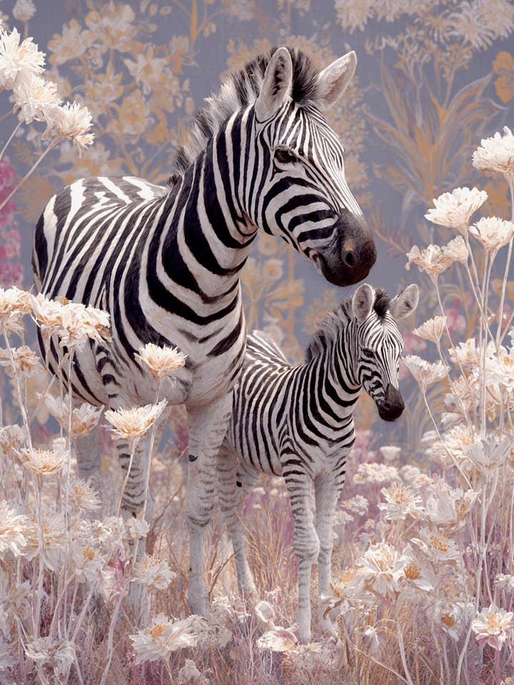 Grillig Zebra - Dierentuindieren - Biophilic Wildlife Kunstprint - 8"x10" Kunstwerk voor 11"x14" Lijst voor wholesale door Mowbi