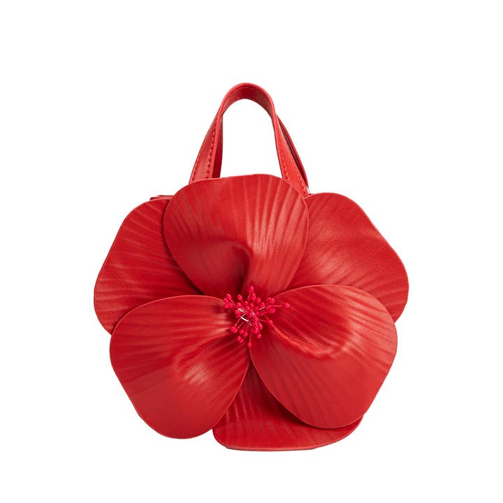 Melie Bianco - Wholesale Top Handle Bag - Women's - Monroe Red Flower Vegan Leather Top Handle Bag