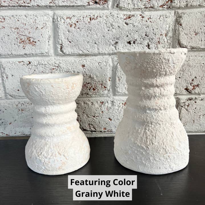 Set of 2 Eirene Clay Candleholders for wholesale by ClayRoot Artisan Studio
