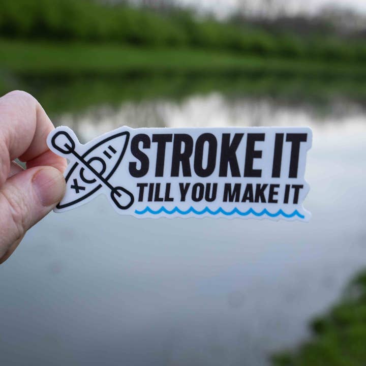 Pagaye jusqu'à réussir Autocollant de kayak pour la vente par Hey Bear Outdoors