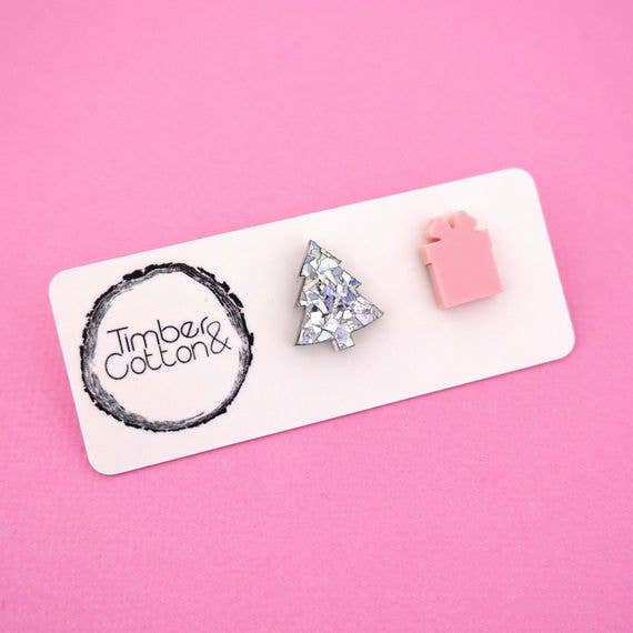Girlfetti - Wholesale Stud/Post Earrings - Christmas Tree & Present Acrylic Stud Earrings9