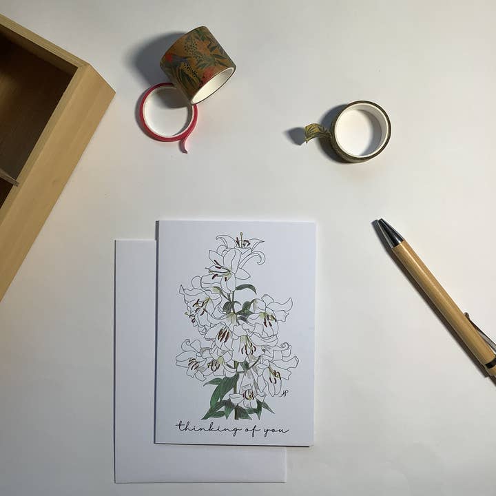 Tarjeta de condolencias elegante de "lirios" para venta al por mayor de Little Red Fox Designs