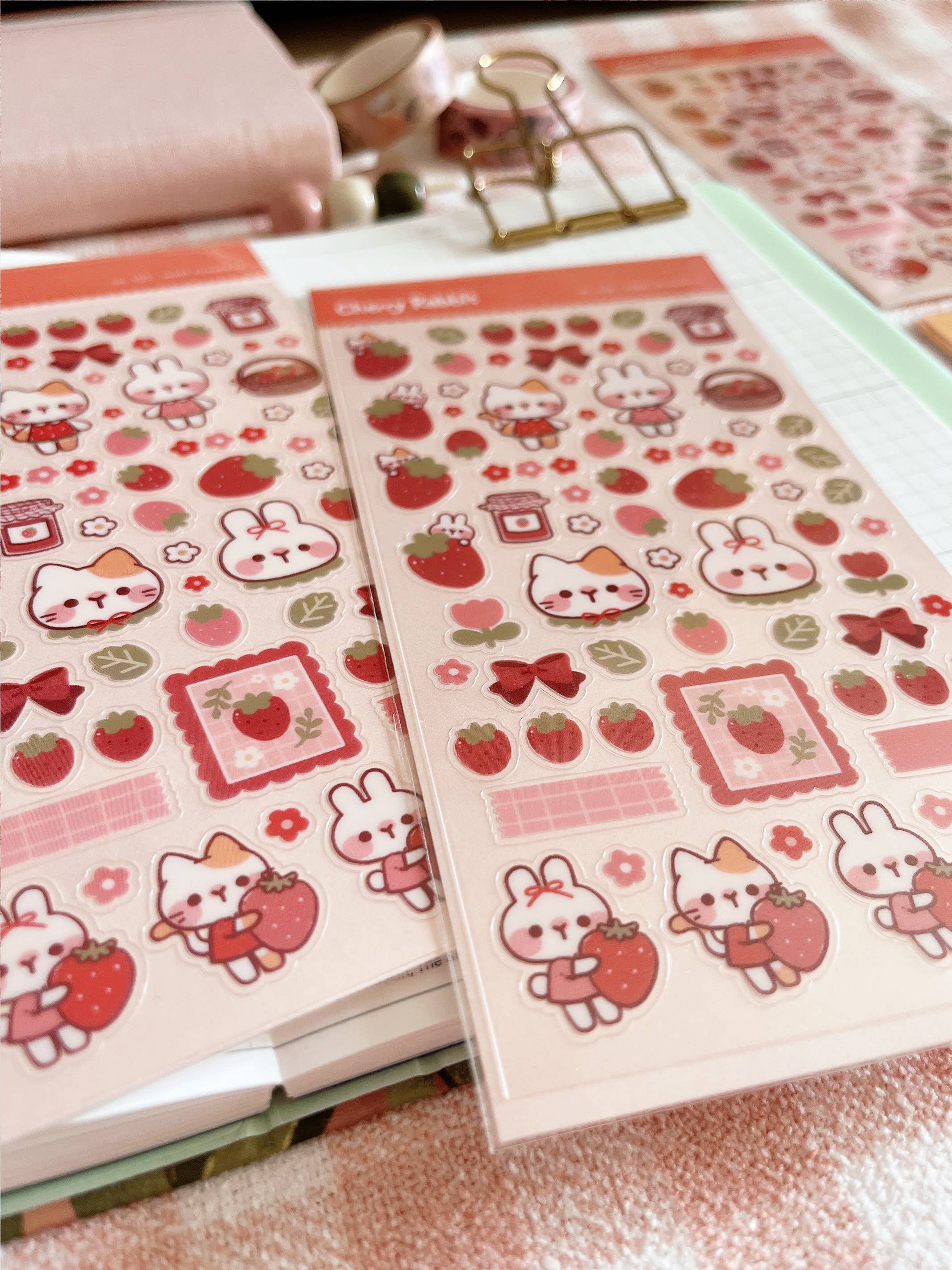 Cherry Rabbit - Wholesale Sticker - Sweet Strawberry Sticker Sheet no.1032