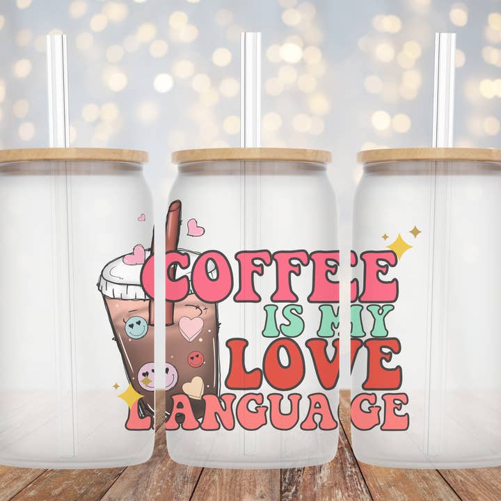 Love Language - Frosted Can Glass for wholesale by Livy Lou Designs + Co