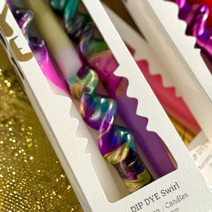 Pink Stories - Wholesale Tapered Candle/Candlestick - Dip Dye Swirl * Surprise Bungalow6