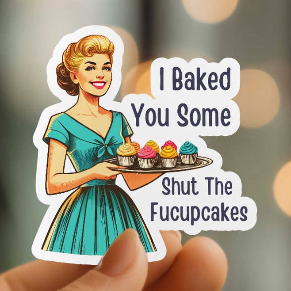 Funny Cupcakes Sticker | Laptop Sticker | Vinyl Die Cut St for wholesale by Mystical Monkey Toes