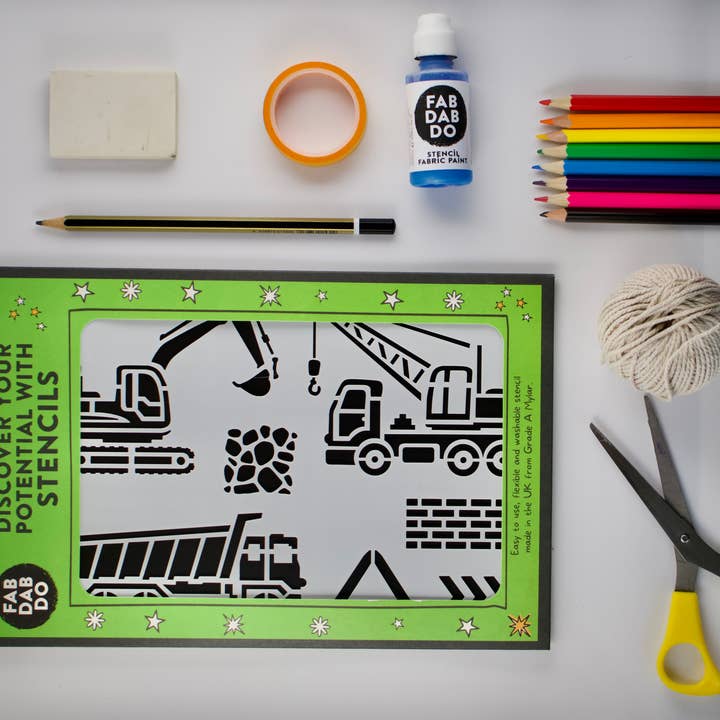 Diggers and Dumpers Stencil for Arts and Crafts Kids 5yrs+  for wholesale by Fab Dab Do