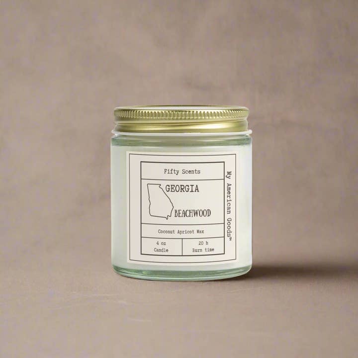 Georgia - Cozy Scented Candles - Coconut Apricot Wax - Beachwood Fragrance for wholesale by My American Goods