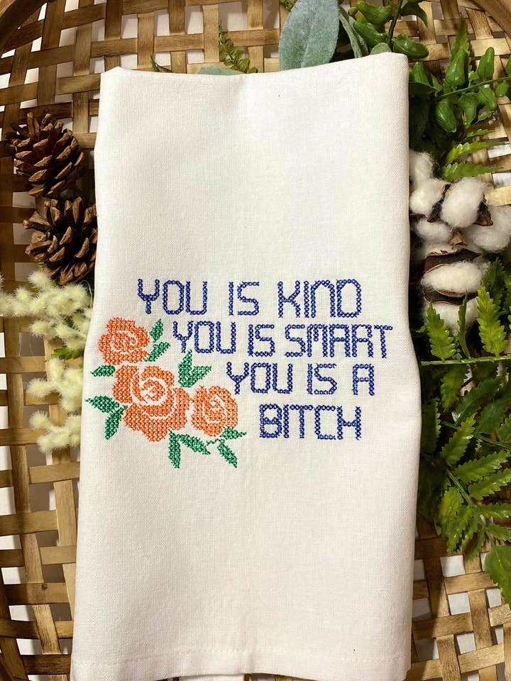 You is Kind kitchen Tea Towel Orange flowers for wholesale by Linkster Love